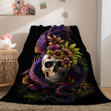 Load image into Gallery viewer, Halloween Skeleton Skull Flannel Fleece Blanket Quilt Bedding Blankets