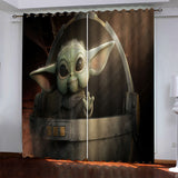 Load image into Gallery viewer, Mandalorian Baby Yoda Curtains Blackout Window Drapes