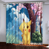 Load image into Gallery viewer, Pikachu Curtains Pattern Blackout Window Drapes