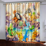 Load image into Gallery viewer, Pokémon Pikachu Curtains Pattern Blackout Window Drapes