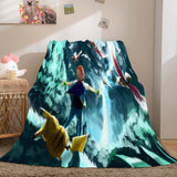 Charger l&#39;image dans la visionneuse de la galerie, Pokemon Pikachu flanelle polaire couverture jeter Cosplay Wrap sieste couverture