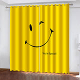 Load image into Gallery viewer, Smile Emoji Curtains Blackout Window Treatments Drapes for Room Decoration