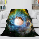 Load image into Gallery viewer, Space Cat Astronaut Cat In Space Flannel Fleece Blanket Wrap Blanket