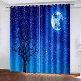 Load image into Gallery viewer, Starry Sky Space Night Scene Curtains Blackout Window Treatments Drapes