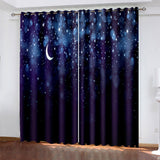 Load image into Gallery viewer, Starry Sky Space Night Scene Curtains Blackout Window Treatments Drapes