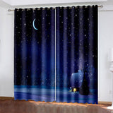 Load image into Gallery viewer, Starry Sky Space Night Scene Curtains Blackout Window Treatments Drapes