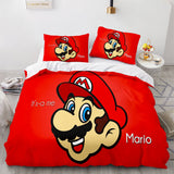 Charger l&#39;image dans la visionneuse de la galerie, Super Mario Cosplay Ensemble de literie pour enfants Couette Housses de couette Ensembles de lit