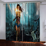 Load image into Gallery viewer, Wonder Woman Pattern Curtains Blackout Window Drapes